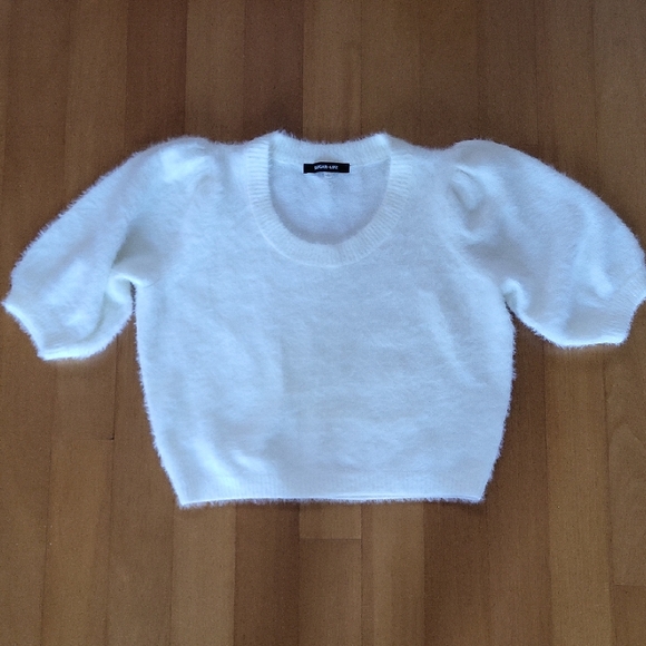 Sugarlips Sweaters - Sugarlips Soft White Scoop-Neck Sweater